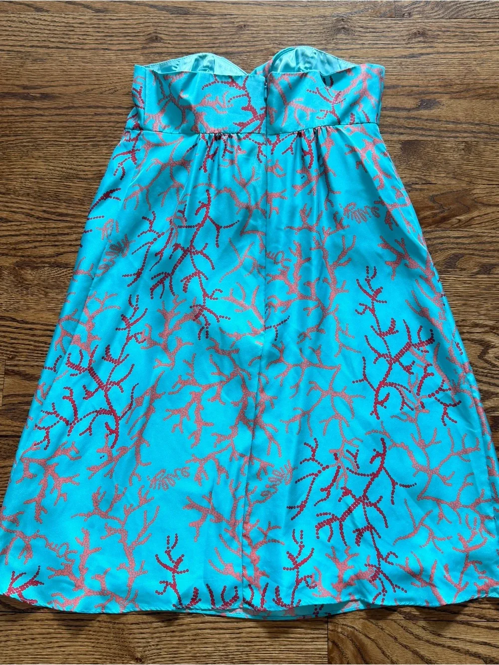 Lilly Pulitzer Jubilee Coral Print Strapless Silk Dress Coastal Beach Size 2 - Picture 8 of 11